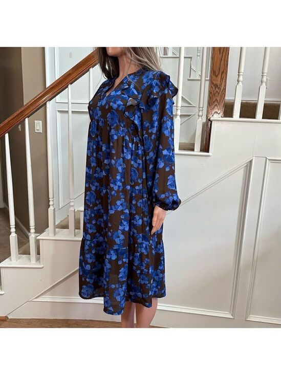 a new day Dresses & Skirts - Adorable brown blue floral peasant midi dress